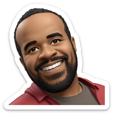 happy boy with beard indoors sticker