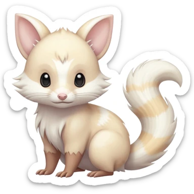 White Silvery Light Grey Pastel Albino Furret-Linoone-Eevee-fusion sticker