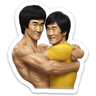 Bruce lee hug Jackie chan sticker