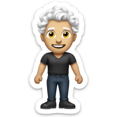 Create an emoji white-haired man with curlers and muscular body sticker