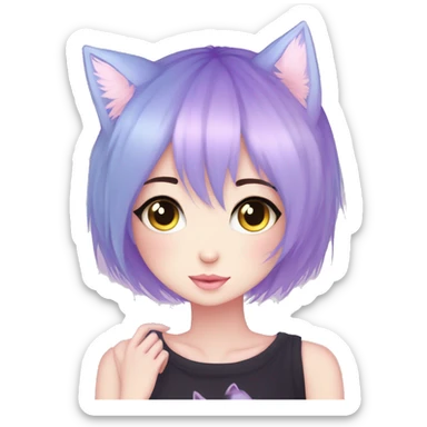 Gorgeous Cute Edgy Pastel Gradient Beautiful Anime Emo CatLady sticker