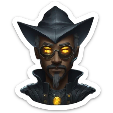portrait of dark wizard in Cyberpunk style sticker