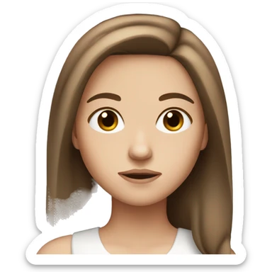 white girl with brown hair giving side eye sticker