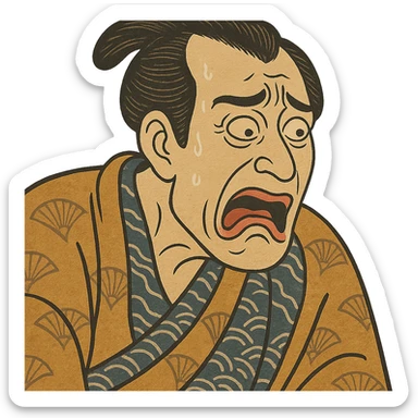 ukiyo-e style person from the 1840s with a horrified and disgusted face sticker