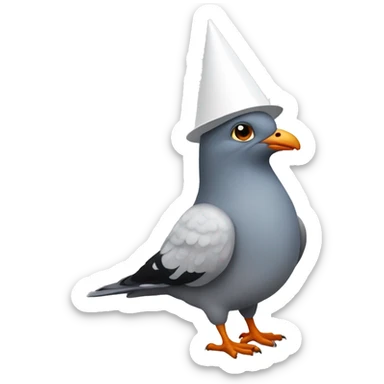 pigeon with a white cone hat sticker