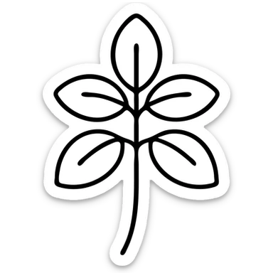 Basil herb with oval-shaped leaves on a stem sticker