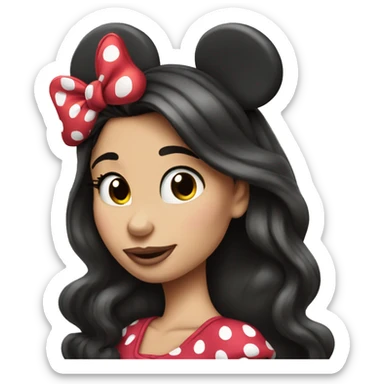 Brunette woman long hair Minnie Mouse sticker