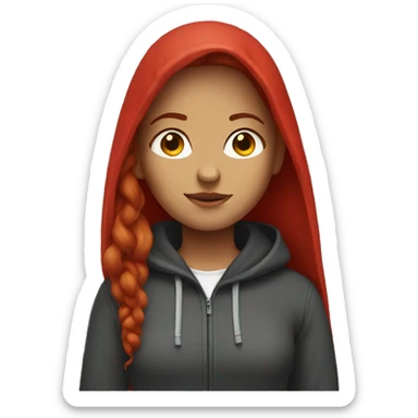 Long red hair woman with a hoodie  sticker