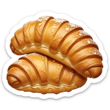 Cinematic Realistic Rustic French Croissant Pastry Emoji, depicted as a flaky, buttery crescent with delicate, layered textures and a slight, intentional char along the edges that imparts a rustic, artisanal charm. The golden, crispy exterior shows a hint of burnt nuance, rendered with warm, inviting lighting and exquisite detail to capture its time-honored, imperfect perfection. sticker