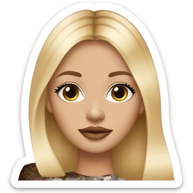 Blonde Girl with eylashes, rose lipstick, straight hair and louis vuitton bag sticker