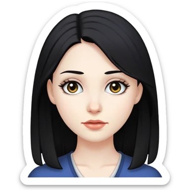 Pale skin, female, tradwife, black hair, and dark eyes, Caucasian. sticker