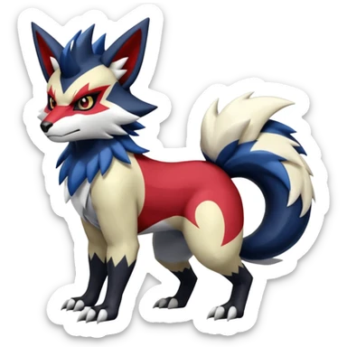 Shiny furry cool Zeraora-Zangoose-Absol-Obstagoon-fusion sticker