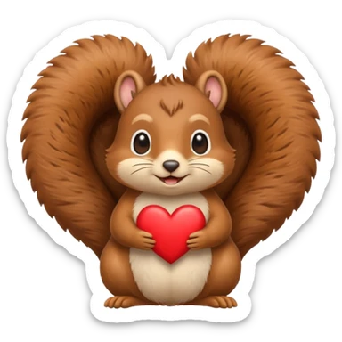 cute and round squirrel forming a heart with its hands, emoji style sticker
