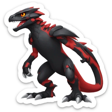  Cool Edgy Black and Red Digimon-Fakemon-Raptor-Reptile full body sticker