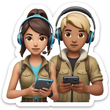2 guys and 1 girl playing Fortnite  sticker