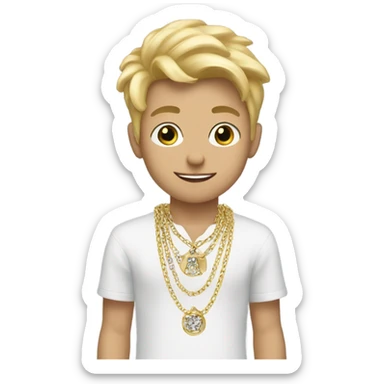 blonde boy in stylish jewelry sticker