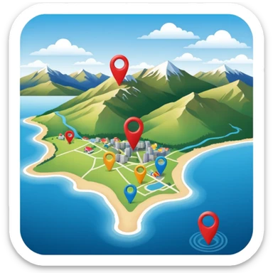 gps pin locaters on a wider range of map - buller nz sticker