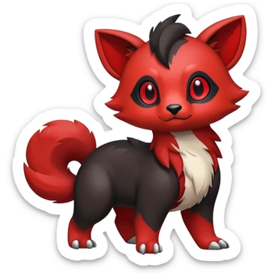 Cute cool black red animal hybrid Fakemon full body  sticker