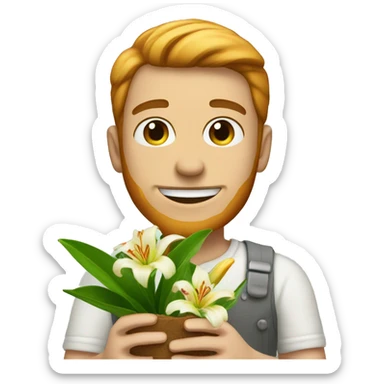 A guy gifting ginger lily sticker
