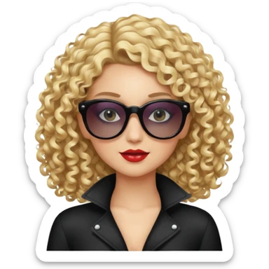 fancy blonde curly hair girl with sunglasses and night club outfits sticker