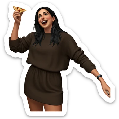 girl enjoying pizza indoors sticker