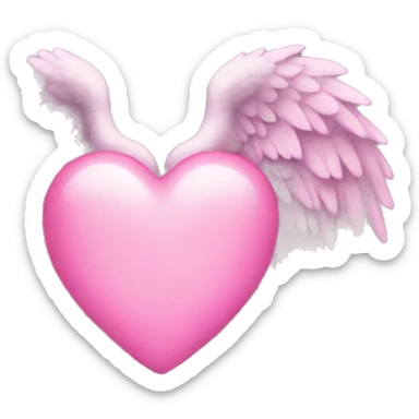 winged celestial pink heart sticker