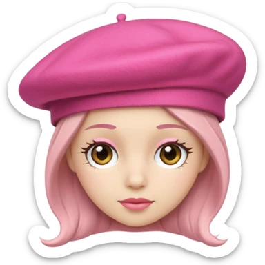 a pink beret hat sticker