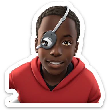 dark-skinned boy in red hoodie sticker