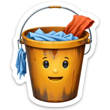 bucket with rag sticker