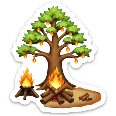 Tree and campfire  sticker