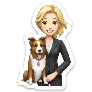 blond english teacher with border collie sticker