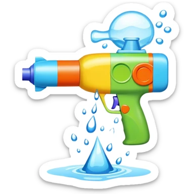 Squirt gun shooting paper pieces  sticker