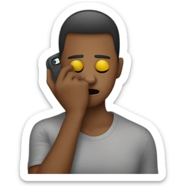 exasperated person holding a phone in front of their face sticker