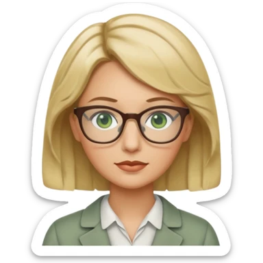 librarian teacher with short wavy blonde hair and green eyes sticker