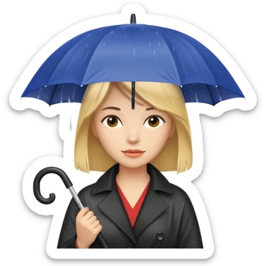 she getting wet (umbrella, dripping hair) sticker