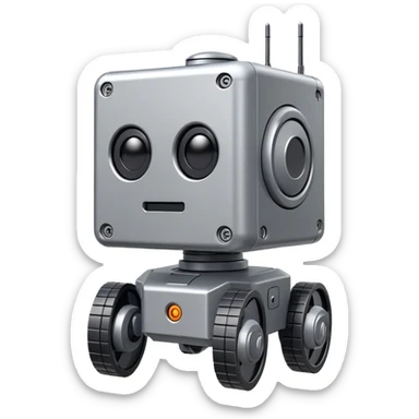 Cube-shaped reconnaissance robot with a rotating sensor on top sticker