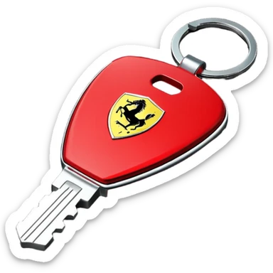 red Ferrari key with a black background sticker