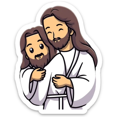 Jesus hugging person sticker