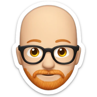 White man a shaven head with dark rimmed glasses, a ginger beard and septum piercing sticker