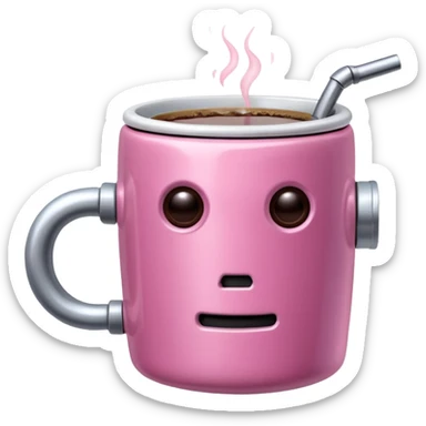 robot drink pink coffee sticker