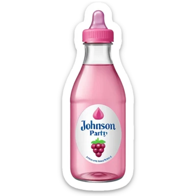 realistic Johnson and Johnson style bottle pink cap pink logo clear bottle with berry logo with diddy party written and a berry on top bottle sticker