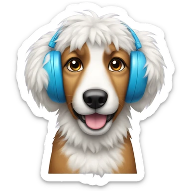 dog wearing earmuffs sticker