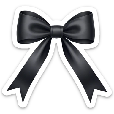 "A classic black satin bow with flowing ribbon tails, tied with precision, showcasing a perfect balance of luxury and sophistication."
 sticker