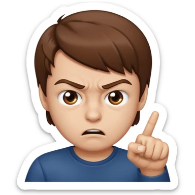 angry boy pointing fingure at his own face sticker