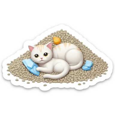 a pile of cat litter (white) sticker