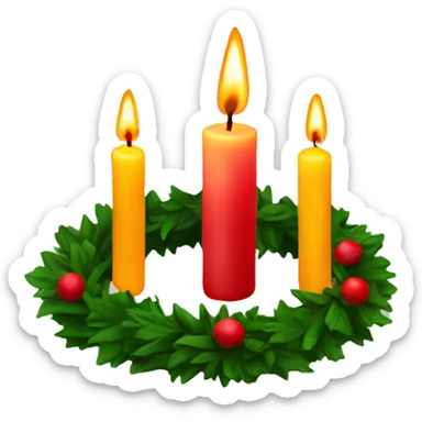 Two candles with an Advent wreath sticker