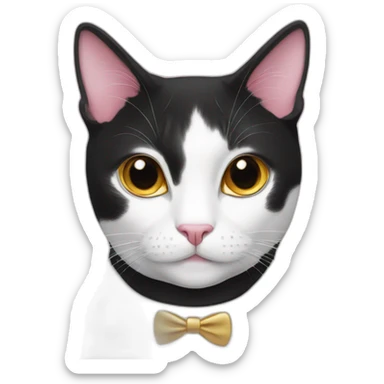 Tuxedo cat golden eyes pink nose sticker
