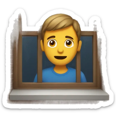 A guy looking outside a window  sticker