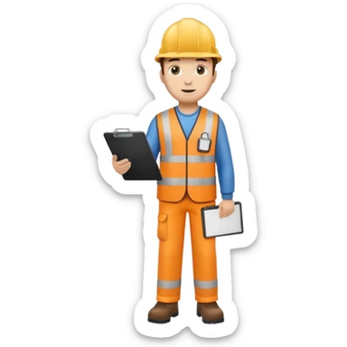 engineer standing full body with clipboard sticker