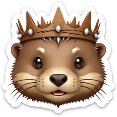 really cute confused otter face with wood christian spiky asymmetric Crown of thorns sticker